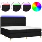 vidaXL Boxspringbett mit Matratze & LED Schwarz 200x200 cm Stoff vidaXL Boxspringbett mit Matratze & LED Schwarz 200x200 cm Stoff