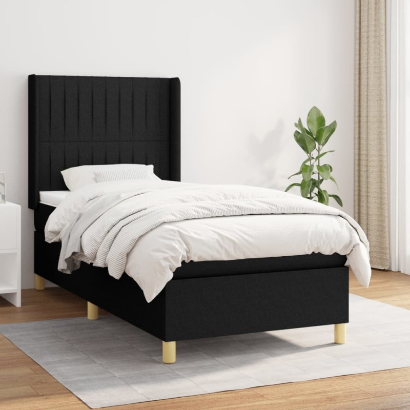 vidaXL Boxspringbett mit Matratze Schwarz 80x200 cm Stoff