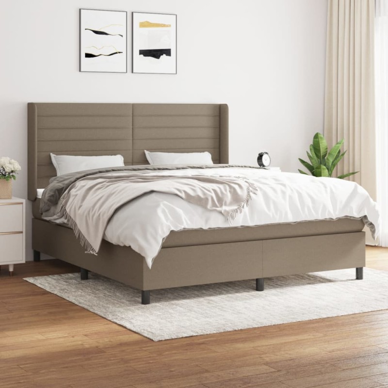 vidaXL Boxspringbett mit Matratze Taupe 160x200 cm Stoff vidaXL Boxspringbett mit Matratze Taupe 160x200 cm Stoff