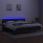 vidaXL Boxspringbett mit Matratze & LED Schwarz 200x200 cm Stoff vidaXL Boxspringbett mit Matratze & LED Schwarz 200x200 cm Stoff