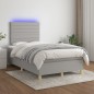 vidaXL Boxspringbett mit Matratze & LED Hellgrau 120x200 cm Stoff vidaXL Boxspringbett mit Matratze & LED Hellgrau 120x200 cm Stoff
