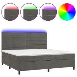 vidaXL Boxspringbett mit Matratze & LED Dunkelgrau 200x200 cm Samt