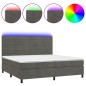vidaXL Boxspringbett mit Matratze & LED Dunkelgrau 200x200 cm Samt vidaXL Boxspringbett mit Matratze & LED Dunkelgrau 200x200 cm Samt