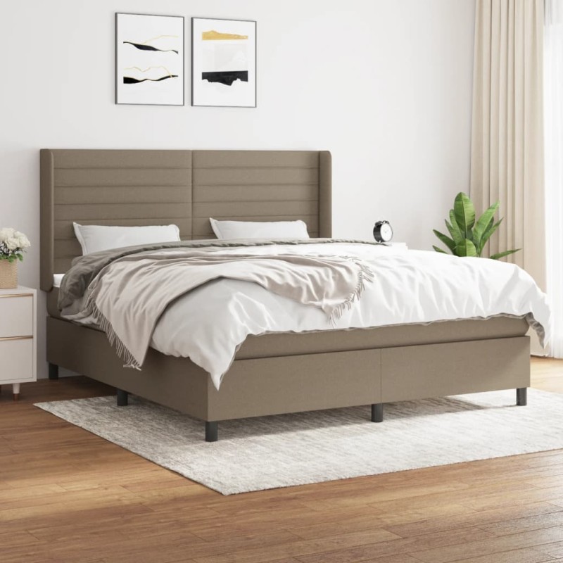 vidaXL Boxspringbett mit Matratze Taupe 180x200 cm Stoff vidaXL Boxspringbett mit Matratze Taupe 180x200 cm Stoff