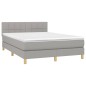vidaXL Boxspringbett mit Matratze & LED Hellgrau 140x190 cm Stoff vidaXL Boxspringbett mit Matratze & LED Hellgrau 140x190 cm Stoff