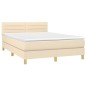 vidaXL Boxspringbett mit Matratze & LED Creme 140x190 cm Stoff vidaXL Boxspringbett mit Matratze & LED Creme 140x190 cm Stoff