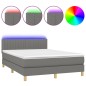 vidaXL Boxspringbett mit Matratze & LED Dunkelgrau 140x200 cm Stoff vidaXL Boxspringbett mit Matratze & LED Dunkelgrau 140x200 cm Stoff