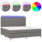 vidaXL Boxspringbett mit Matratze & LED Dunkelgrau 200x200 cm Stoff vidaXL Boxspringbett mit Matratze & LED Dunkelgrau 200x200 cm Stoff