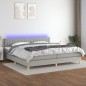 vidaXL Boxspringbett mit Matratze & LED Hellgrau 200x200 cm Stoff vidaXL Boxspringbett mit Matratze & LED Hellgrau 200x200 cm Stoff