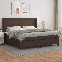 vidaXL Boxspringbett mit Matratze Braun 200x200 cm Kunstleder