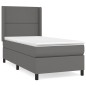 vidaXL Boxspringbett mit Matratze Grau 90x200 cm Kunstleder vidaXL Boxspringbett mit Matratze Grau 90x200 cm Kunstleder