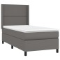 vidaXL Boxspringbett mit Matratze Grau 90x200 cm Kunstleder vidaXL Boxspringbett mit Matratze Grau 90x200 cm Kunstleder