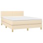 vidaXL Boxspringbett mit Matratze & LED Creme 140x200 cm Stoff vidaXL Boxspringbett mit Matratze & LED Creme 140x200 cm Stoff