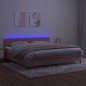 vidaXL Boxspringbett mit Matratze & LED Rosa 200x200 cm Samt vidaXL Boxspringbett mit Matratze & LED Rosa 200x200 cm Samt