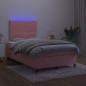 vidaXL Boxspringbett mit Matratze & LED Rosa 120x200 cm Samt vidaXL Boxspringbett mit Matratze & LED Rosa 120x200 cm Samt