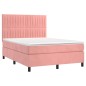 vidaXL Boxspringbett mit Matratze & LED Rosa 140x200 cm Samt vidaXL Boxspringbett mit Matratze & LED Rosa 140x200 cm Samt