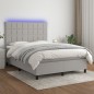 vidaXL Boxspringbett mit Matratze & LED Hellgrau 140x200 cm Stoff vidaXL Boxspringbett mit Matratze & LED Hellgrau 140x200 cm Stoff