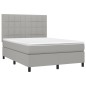 vidaXL Boxspringbett mit Matratze & LED Hellgrau 140x200 cm Stoff vidaXL Boxspringbett mit Matratze & LED Hellgrau 140x200 cm Stoff