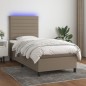 vidaXL Boxspringbett mit Matratze & LED Taupe 80x200 cm Stoff vidaXL Boxspringbett mit Matratze & LED Taupe 80x200 cm Stoff