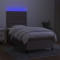vidaXL Boxspringbett mit Matratze & LED Taupe 80x200 cm Stoff vidaXL Boxspringbett mit Matratze & LED Taupe 80x200 cm Stoff