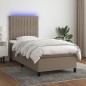 vidaXL Boxspringbett mit Matratze & LED Taupe 80x200 cm Stoff vidaXL Boxspringbett mit Matratze & LED Taupe 80x200 cm Stoff