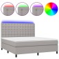 vidaXL Boxspringbett mit Matratze & LED Hellgrau 160x200 cm Stoff vidaXL Boxspringbett mit Matratze & LED Hellgrau 160x200 cm Stoff