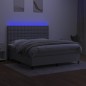 vidaXL Boxspringbett mit Matratze & LED Hellgrau 160x200 cm Stoff vidaXL Boxspringbett mit Matratze & LED Hellgrau 160x200 cm Stoff