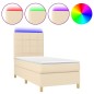 vidaXL Boxspringbett mit Matratze & LED Creme 90x200 cm Stoff vidaXL Boxspringbett mit Matratze & LED Creme 90x200 cm Stoff