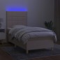 vidaXL Boxspringbett mit Matratze & LED Creme 90x200 cm Stoff vidaXL Boxspringbett mit Matratze & LED Creme 90x200 cm Stoff