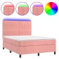 vidaXL Boxspringbett mit Matratze & LED Rosa 140x190 cm Samt vidaXL Boxspringbett mit Matratze & LED Rosa 140x190 cm Samt