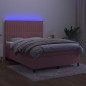 vidaXL Boxspringbett mit Matratze & LED Rosa 140x190 cm Samt vidaXL Boxspringbett mit Matratze & LED Rosa 140x190 cm Samt