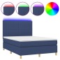 vidaXL Boxspringbett mit Matratze & LED Blau 140x190 cm Stoff vidaXL Boxspringbett mit Matratze & LED Blau 140x190 cm Stoff