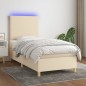 vidaXL Boxspringbett mit Matratze & LED Creme 100x200 cm Stoff vidaXL Boxspringbett mit Matratze & LED Creme 100x200 cm Stoff