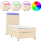 vidaXL Boxspringbett mit Matratze & LED Creme 100x200 cm Stoff vidaXL Boxspringbett mit Matratze & LED Creme 100x200 cm Stoff