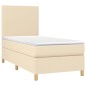 vidaXL Boxspringbett mit Matratze & LED Creme 100x200 cm Stoff vidaXL Boxspringbett mit Matratze & LED Creme 100x200 cm Stoff