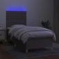 vidaXL Boxspringbett mit Matratze & LED Taupe 80x200 cm Stoff vidaXL Boxspringbett mit Matratze & LED Taupe 80x200 cm Stoff