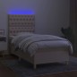 vidaXL Boxspringbett mit Matratze & LED Creme 100x200 cm Stoff vidaXL Boxspringbett mit Matratze & LED Creme 100x200 cm Stoff
