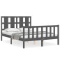 Massivholzbett mit Kopfteil Grau 140x190 cm Massivholzbett mit Kopfteil Grau 140x190 cm