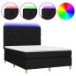 vidaXL Boxspringbett mit Matratze & LED Schwarz 140x200 cm Stoff vidaXL Boxspringbett mit Matratze & LED Schwarz 140x200 cm Stoff