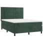 vidaXL Boxspringbett mit Matratze & LED Dunkelgrün 140x200 cm Samt vidaXL Boxspringbett mit Matratze & LED Dunkelgrün 140x200 cm Samt