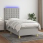 vidaXL Boxspringbett mit Matratze & LED Hellgrau 80x200 cm Stoff vidaXL Boxspringbett mit Matratze & LED Hellgrau 80x200 cm Stoff