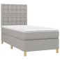 vidaXL Boxspringbett mit Matratze & LED Hellgrau 80x200 cm Stoff vidaXL Boxspringbett mit Matratze & LED Hellgrau 80x200 cm Stoff