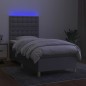 vidaXL Boxspringbett mit Matratze & LED Hellgrau 80x200 cm Stoff vidaXL Boxspringbett mit Matratze & LED Hellgrau 80x200 cm Stoff