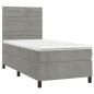 vidaXL Boxspringbett mit Matratze & LED Hellgrau 80x200 cm Samt vidaXL Boxspringbett mit Matratze & LED Hellgrau 80x200 cm Samt