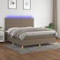 vidaXL Boxspringbett mit Matratze & LED Taupe 160x200 cm Stoff vidaXL Boxspringbett mit Matratze & LED Taupe 160x200 cm Stoff