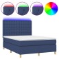vidaXL Boxspringbett mit Matratze & LED Blau 140x200 cm Stoff vidaXL Boxspringbett mit Matratze & LED Blau 140x200 cm Stoff