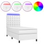vidaXL Boxspringbett mit Matratze & LED Weiß 90x200 cm Kunstleder vidaXL Boxspringbett mit Matratze & LED Weiß 90x200 cm Kunstleder