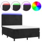 vidaXL Boxspringbett mit Matratze & LED Schwarz 140x200 cm Samt vidaXL Boxspringbett mit Matratze & LED Schwarz 140x200 cm Samt