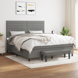 vidaXL Boxspringbett mit Matratze Dunkelgrau 160x200 cm Stoff