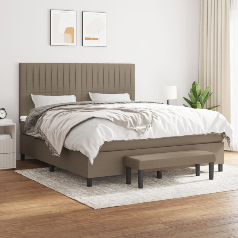 vidaXL Boxspringbett mit Matratze Taupe 160x200 cm Stoff vidaXL Boxspringbett mit Matratze Taupe 160x200 cm Stoff